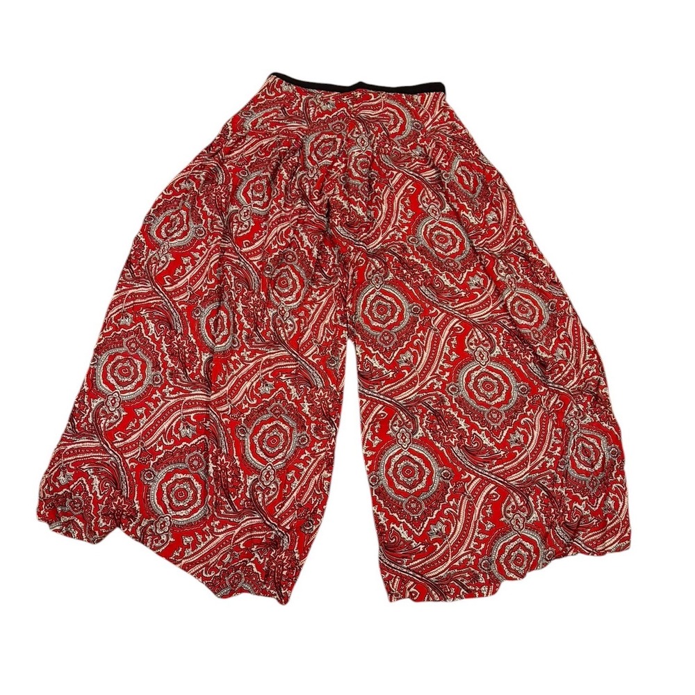 Staring at Stars Red Paisley Wide Leg Culotte Pants Women Size 2 Boho Festival